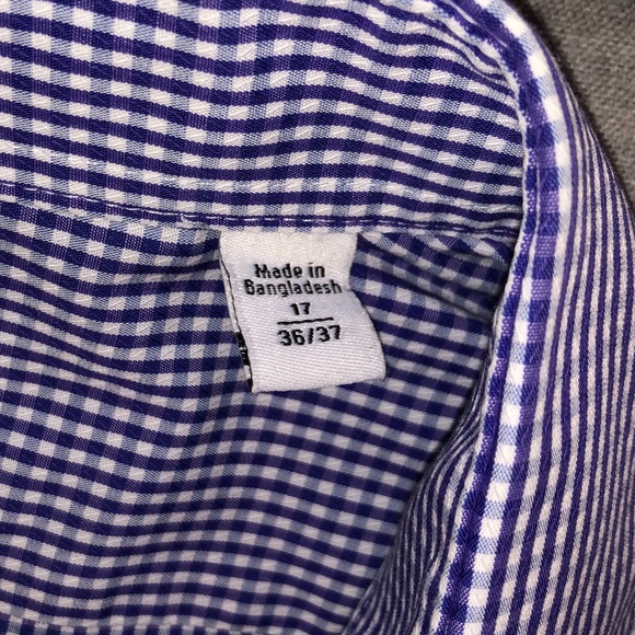 Calvin Klein Navy Check Dress Shirt, 17 Slim - Picture 5 of 5